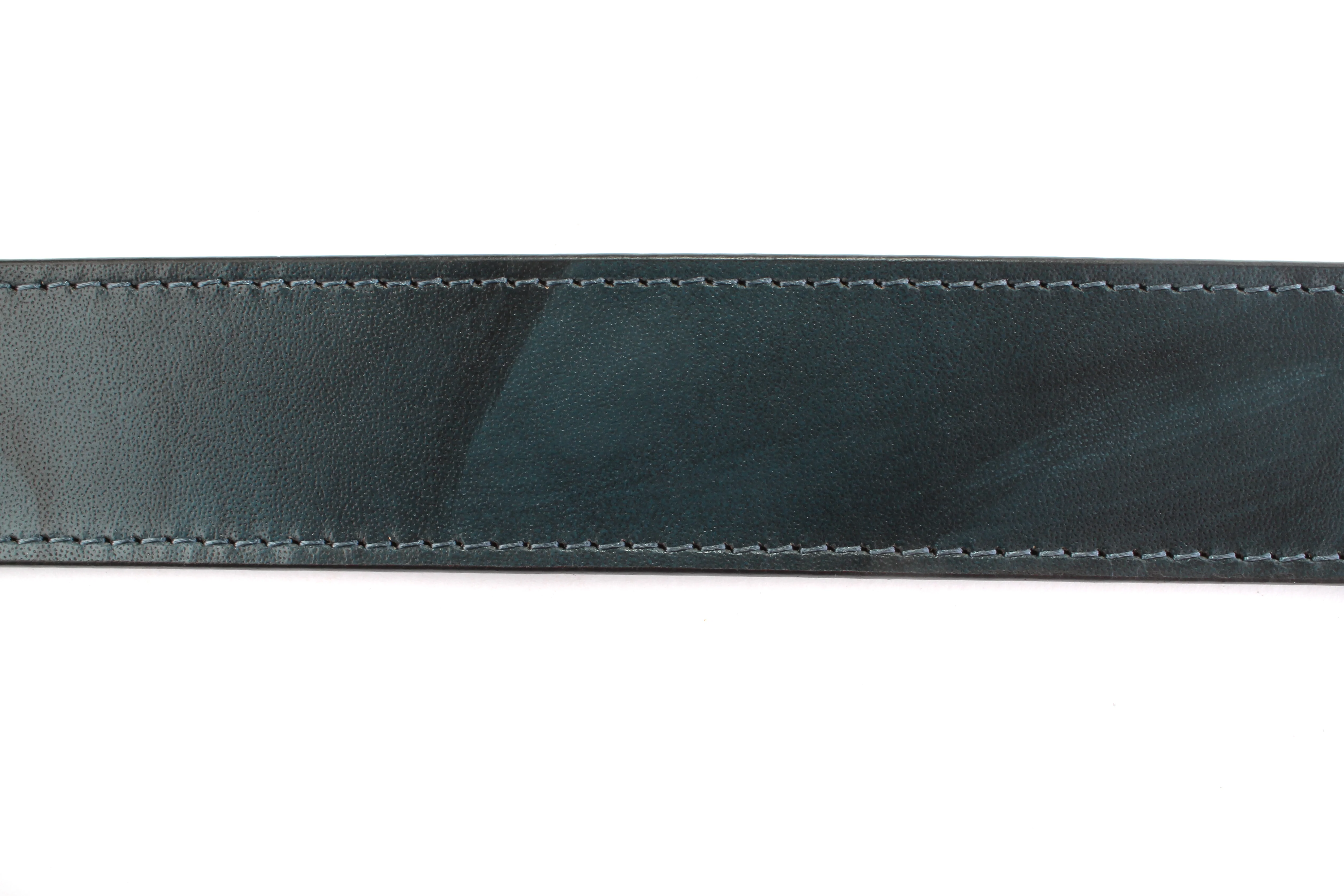 1.25" Blackened Blue Marbled Buffalo Leather Strap - Image 4
