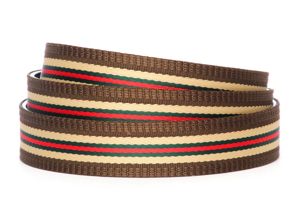 1.25" Green-Red Stripe w/Trim Cloth Strap