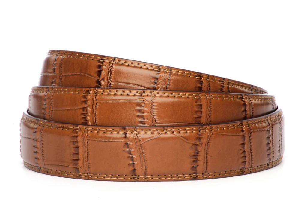 1.25" Light Brown Faux Croc Strap