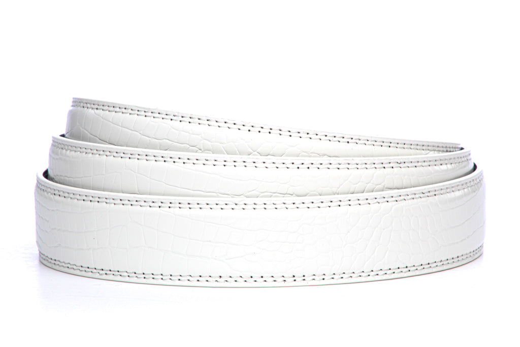 1.25" White Faux Gator Strap