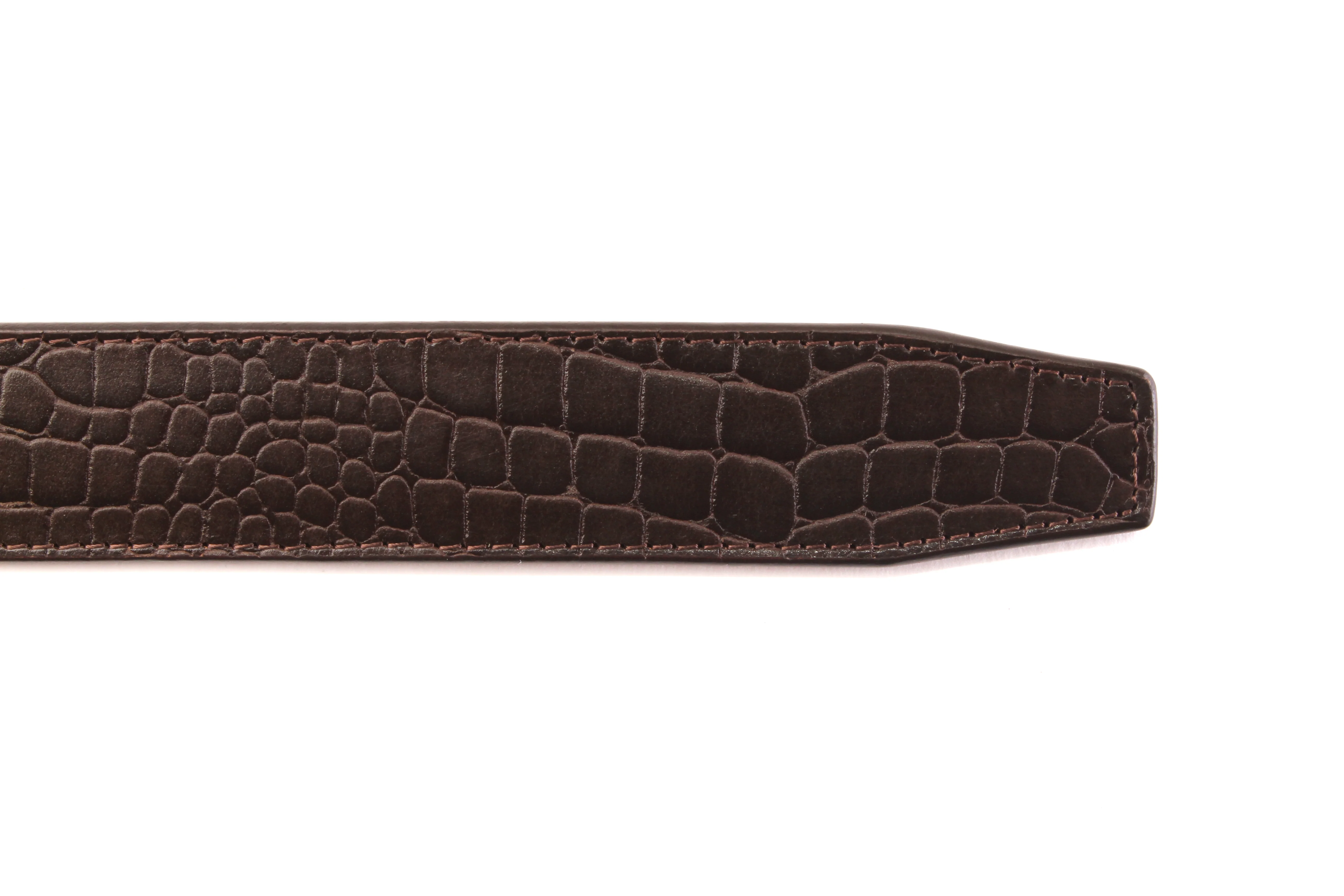 1.5" Brown Crocuffalo Vegetable Tanned Leather Strap - Image 2
