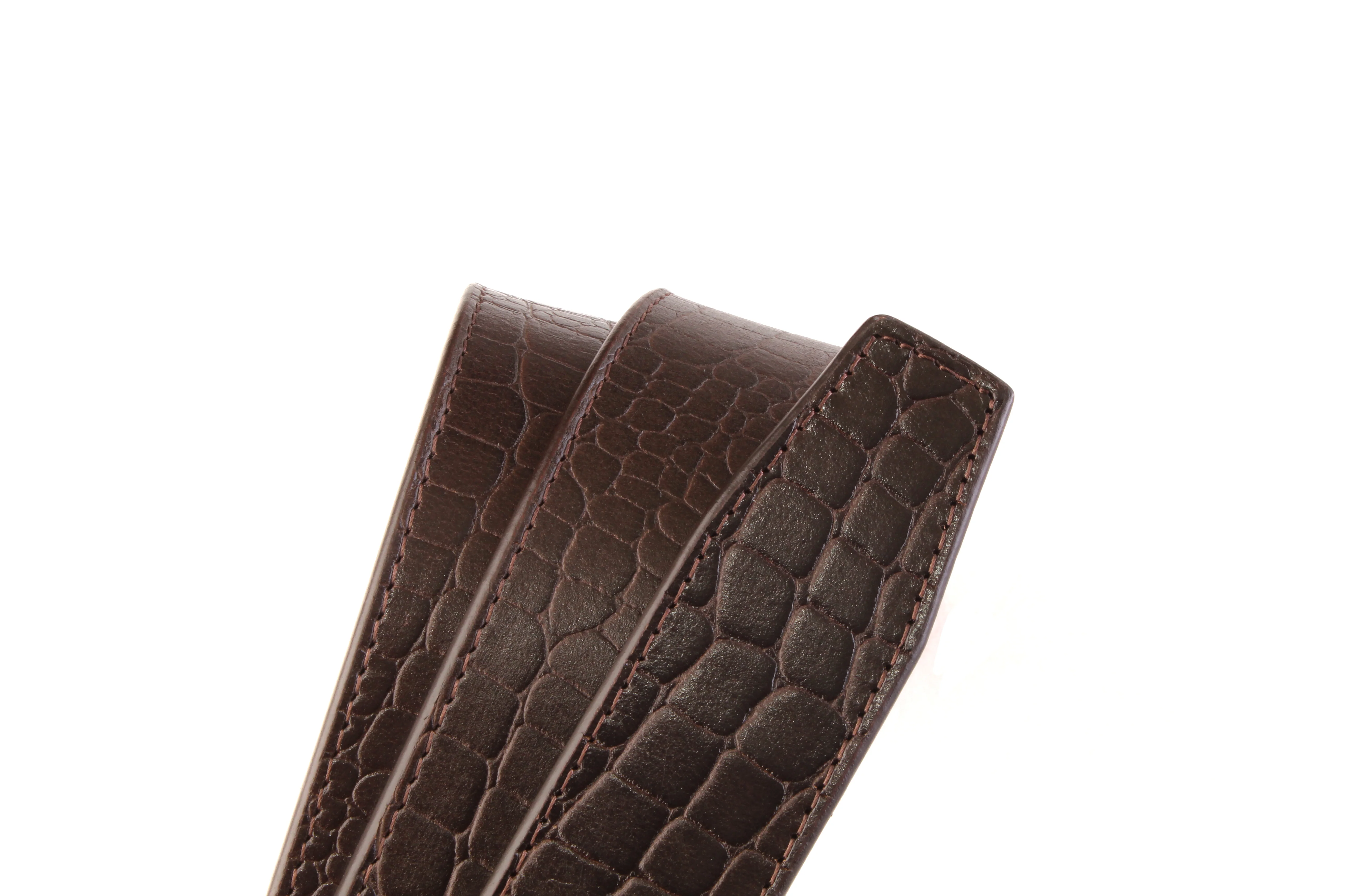 1.5" Brown Crocuffalo Vegetable Tanned Leather Strap - Image 3