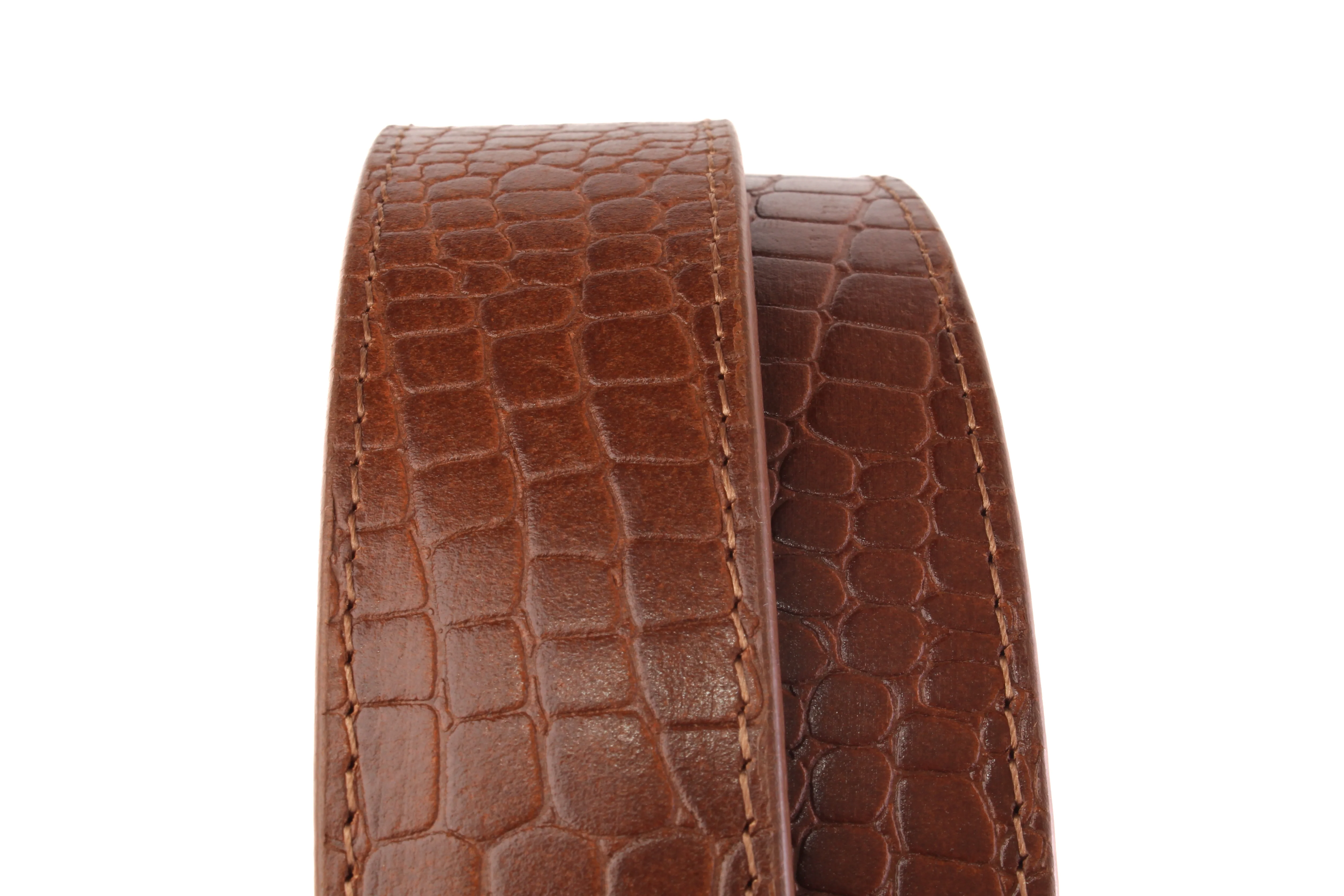 1.5" Light Brown Crocuffalo Vegetable Tanned Leather Strap - Image 3
