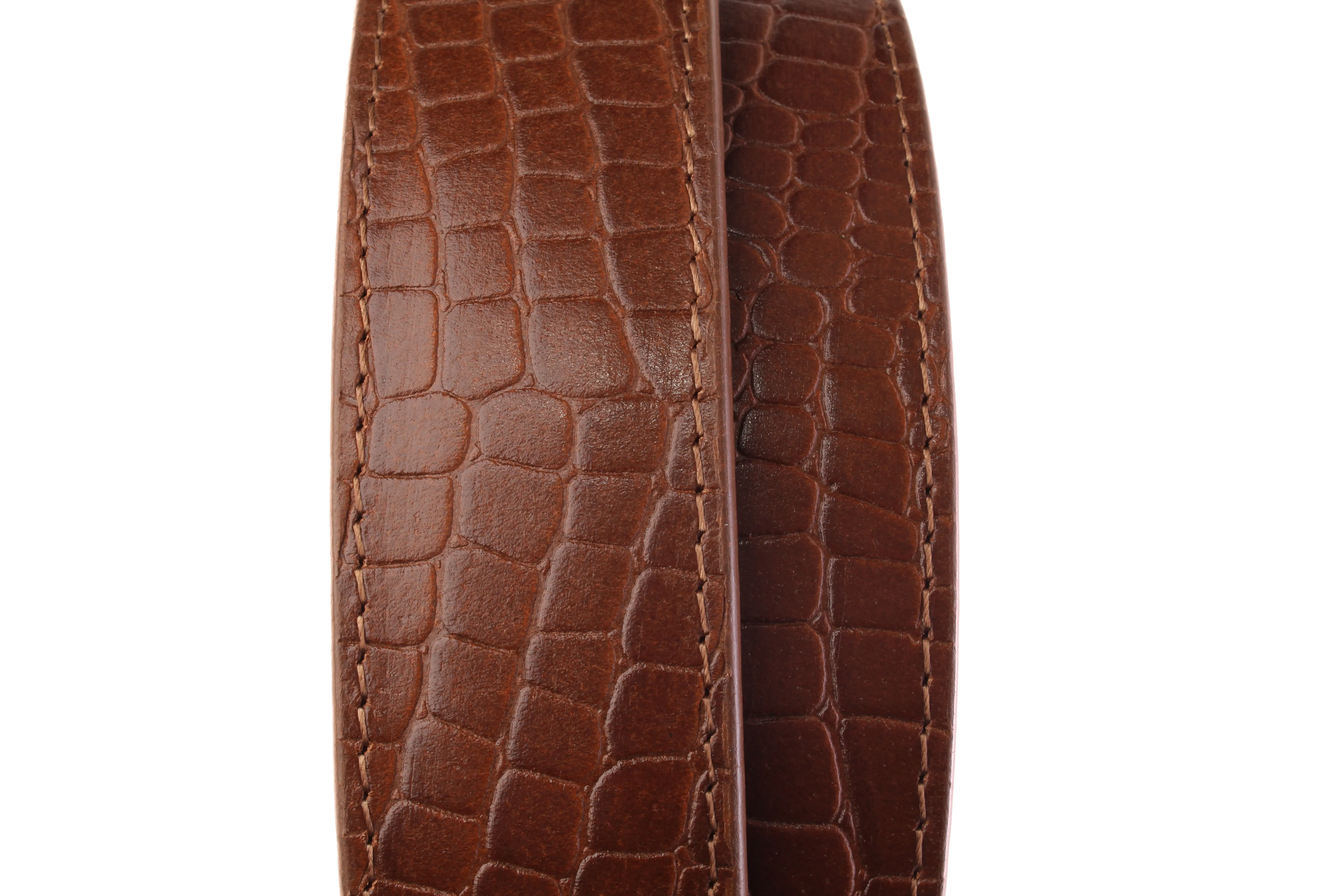 1.5" Light Brown Crocuffalo Vegetable Tanned Leather Strap - Image 4