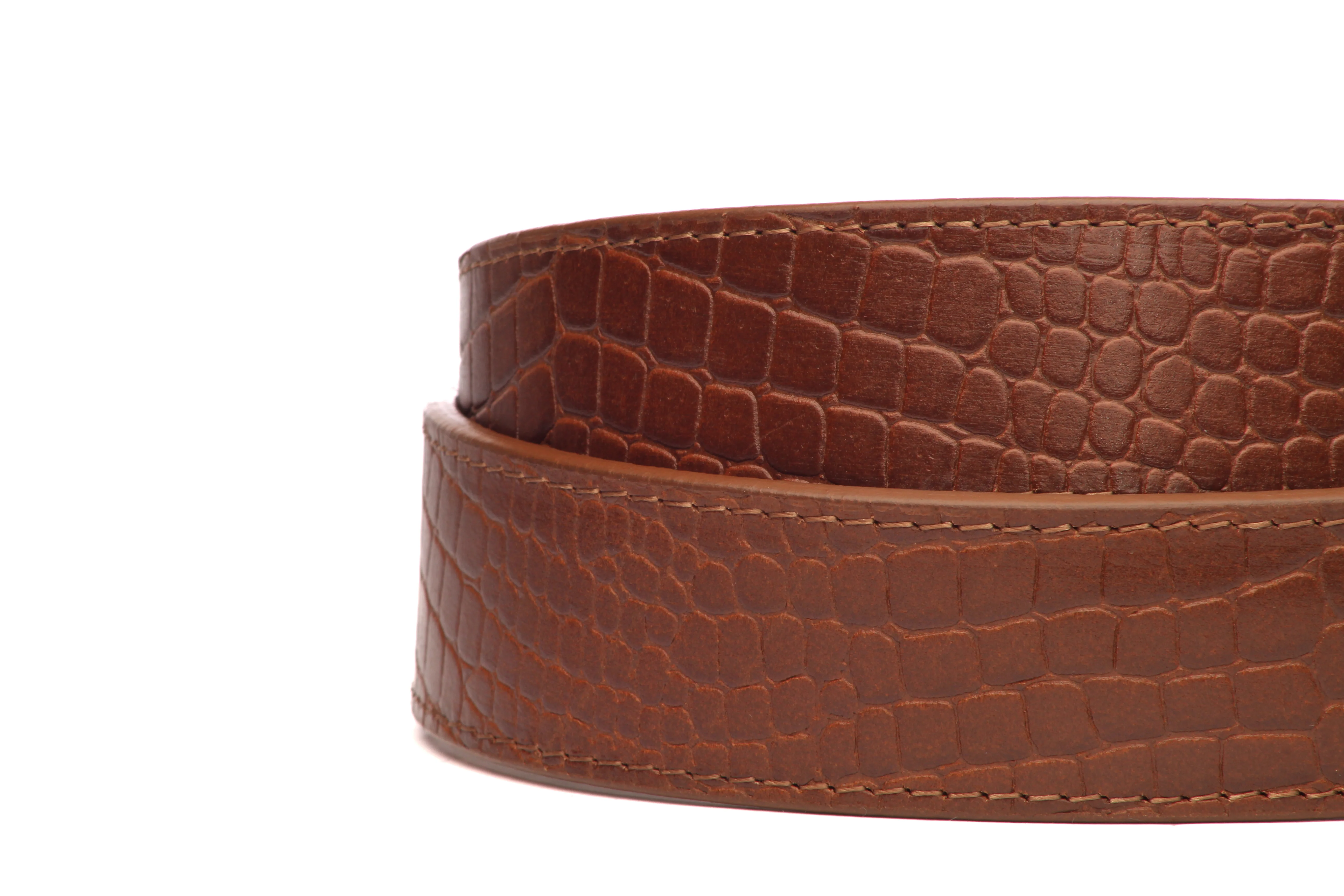 1.5" Light Brown Crocuffalo Vegetable Tanned Leather Strap - Image 5