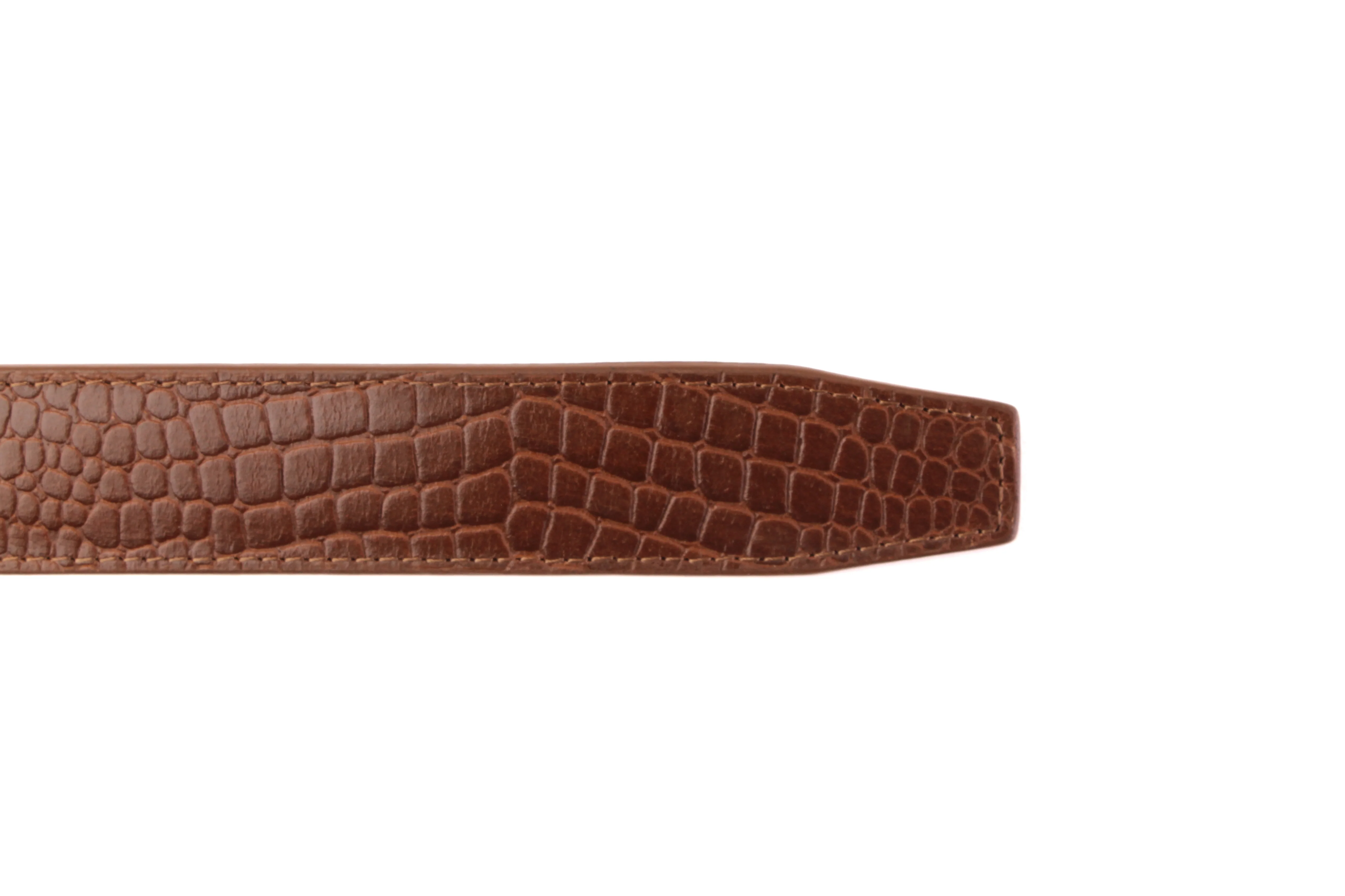 1.5" Light Brown Crocuffalo Vegetable Tanned Leather Strap - Image 6
