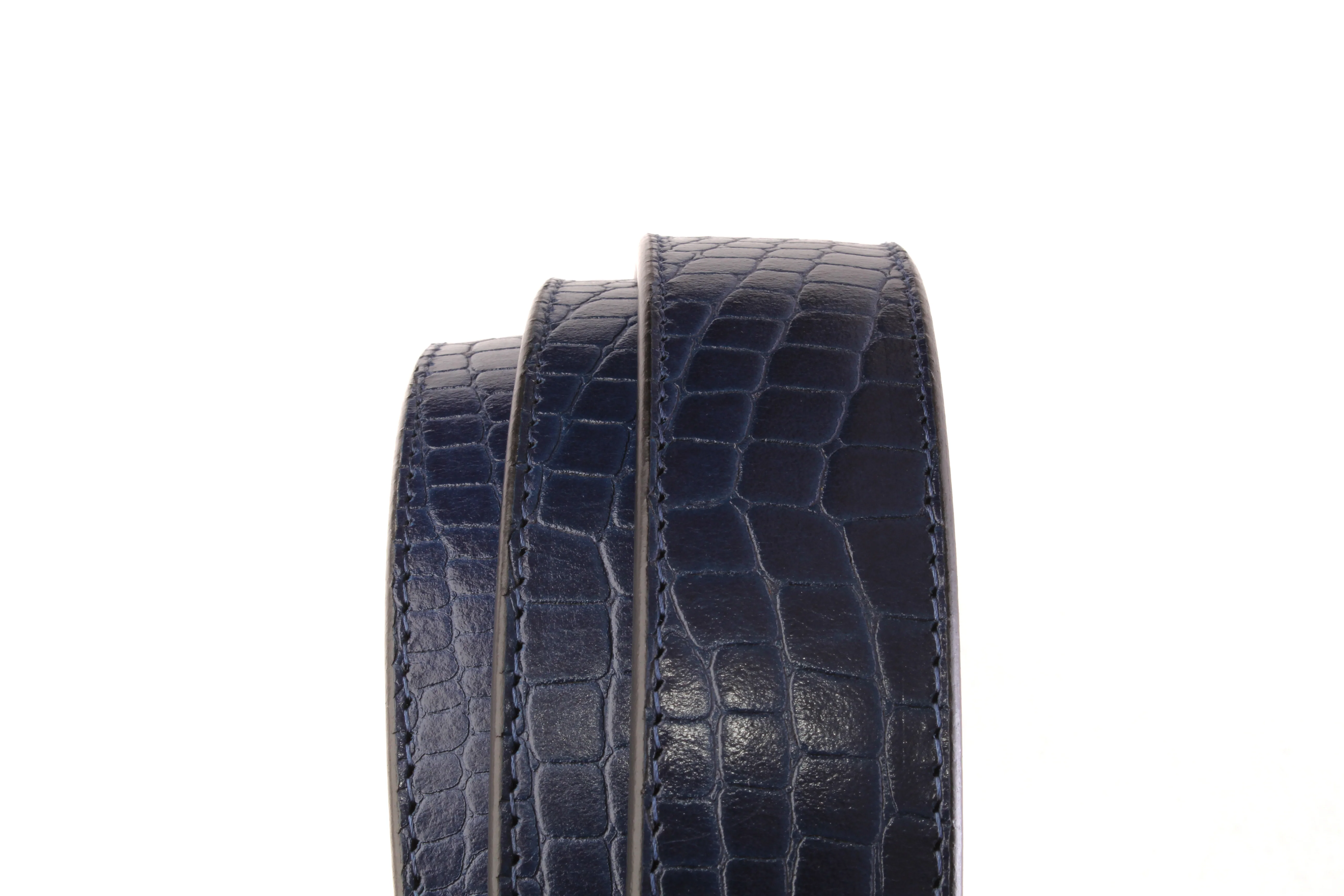 1.5" Navy Crocuffalo Vegetable Tanned Leather Strap - Image 2