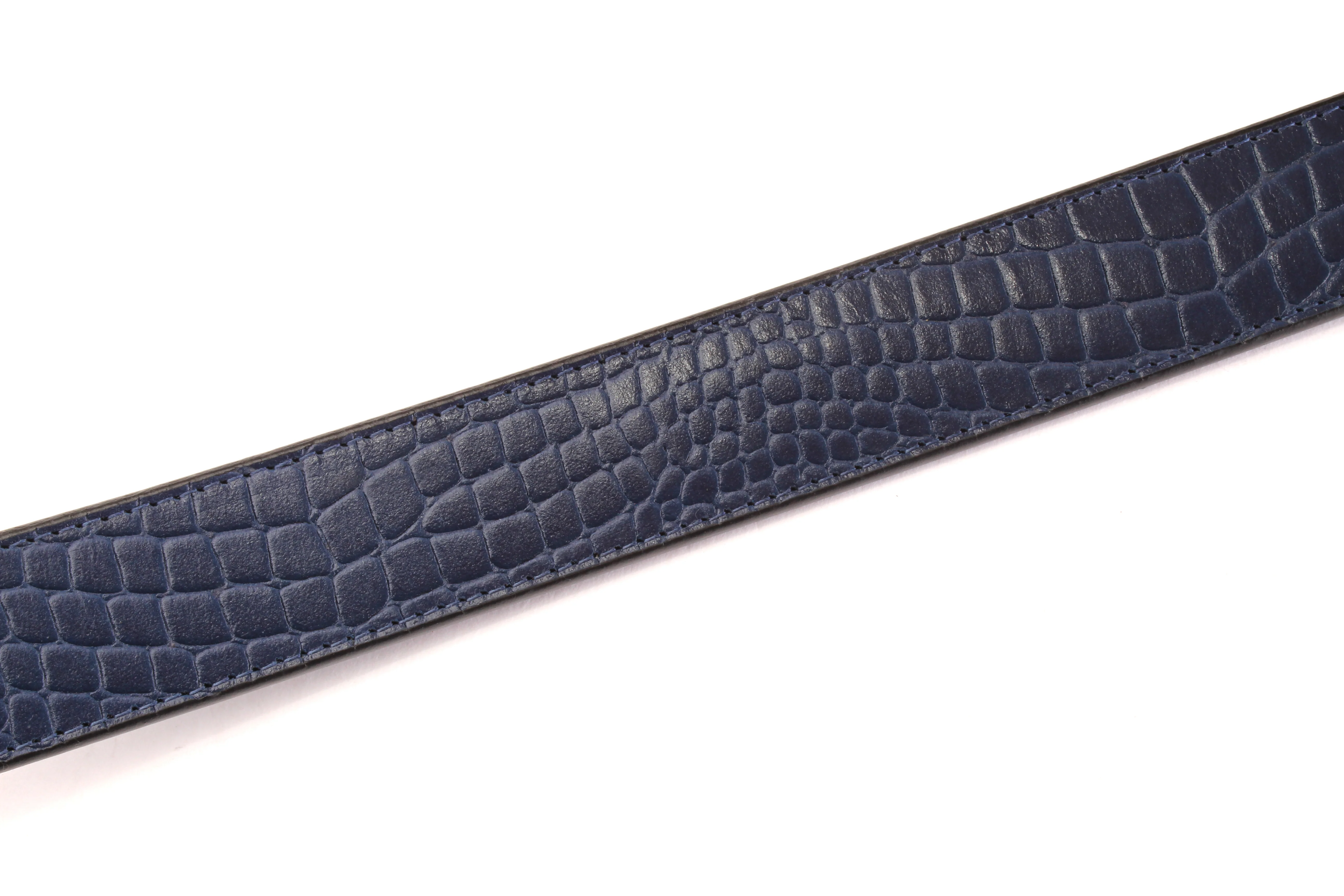 1.5" Navy Crocuffalo Vegetable Tanned Leather Strap - Image 5